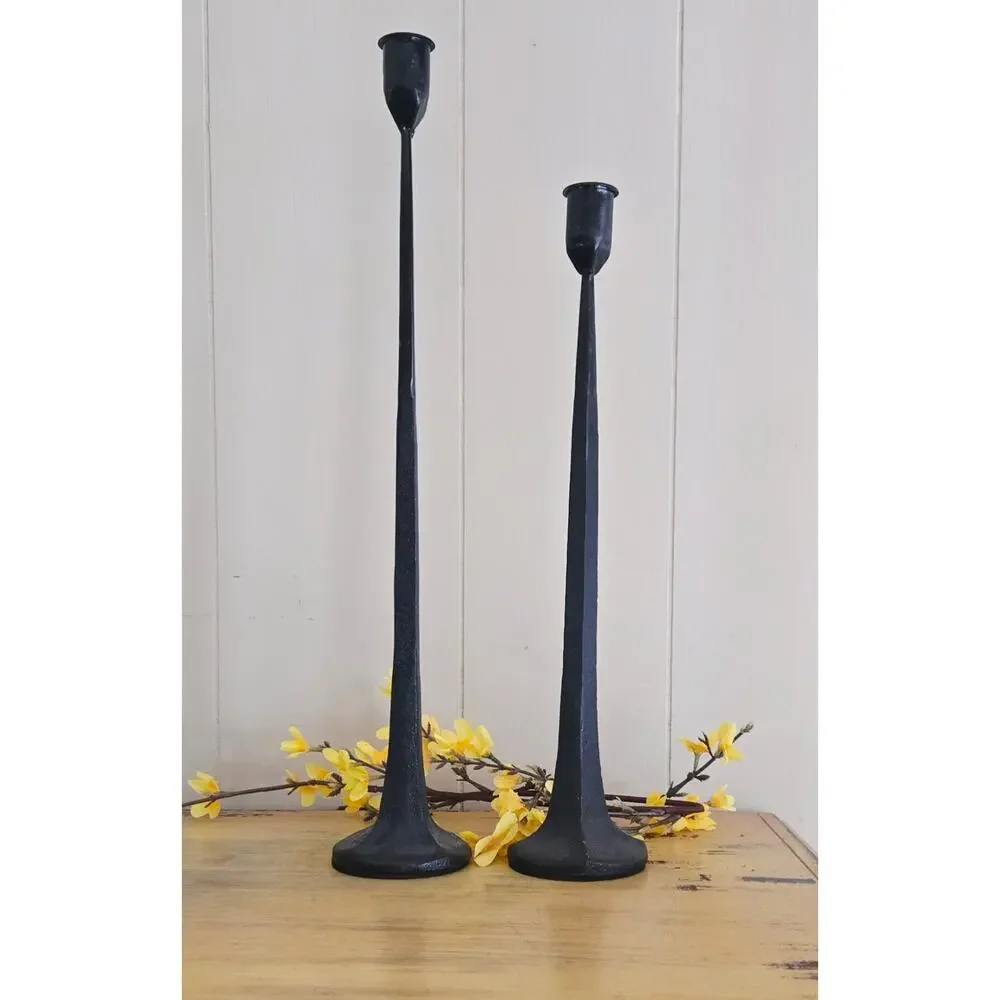 Cast Iron Taper Candle Holders Set of Two Great Pre-loved Condition